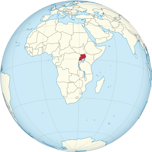 Uganda on the globe (Zambia centered).svg