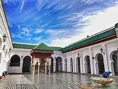 Image 8Present-day courtyard of the Al-Qarawiyyin Mosque in Fes, established by Fatima al-Fihri in the 9th century (from History of Morocco)