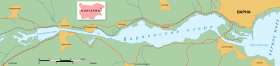 Белославское озеро на карте окрестностей Варненского (в левой части карты)