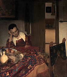 Vermeer, Une jeune fille assoupie (1656-1657), 86,5 × 76 cm.