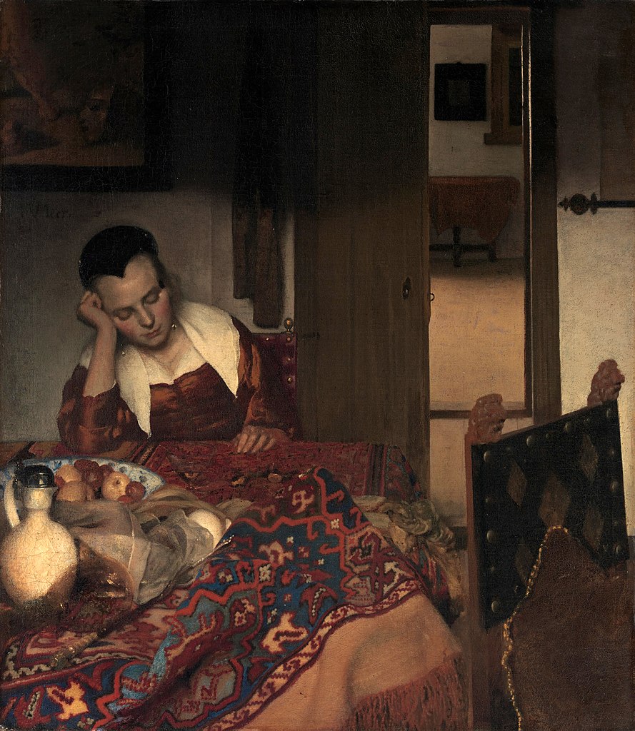 Yan Vermeer Spyashaya Devushka 1657 Een Slapent Vrouwtje Holst Maslo 87 6 76 5 Sm Muzej Metropoliten Nyu Jork Vermeer Paintings Johannes Vermeer Vermeer