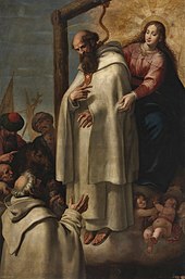 Vicente Carducho's painting depicting the hanging of St. Pedro Armengol and the intervention of the Blessed Mother. Vicente Carducho, "Martirio de san Pedro Armengol", Museo del Prado..jpg