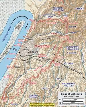 Siege of Vicksburg. Corps and division commanders are shown for the period June 23 - July 4. Vicksburg Siege.pdf