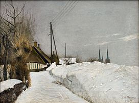 Laurits Ring: Winter Day in Roskilde (1929)