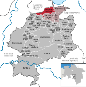 Poziția Wölpinghausen pe harta districtului Schaumburg