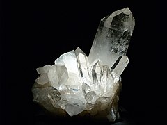 Quartz crystal from Hot Springs, Arkansas, on display.