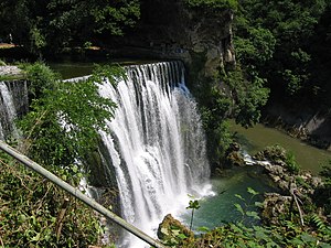Waterfall in Jajce Bosnia.JPG