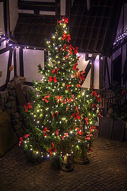 Christmas tree in Sandkrug, Germany.