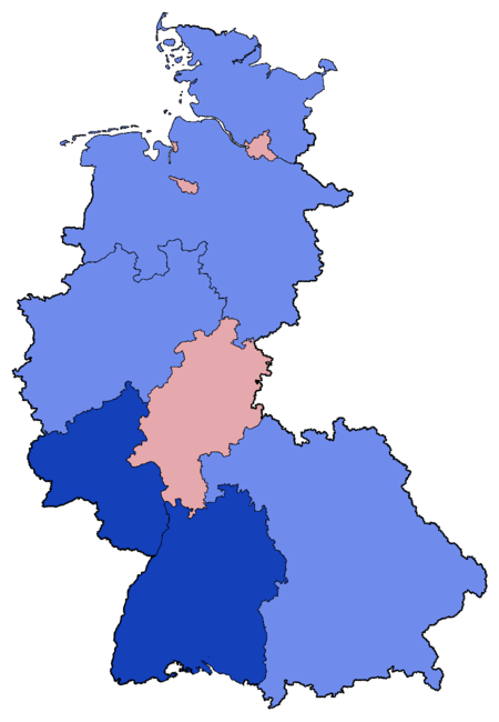 West German Federal Election - Party list vote results by state - 1953.png