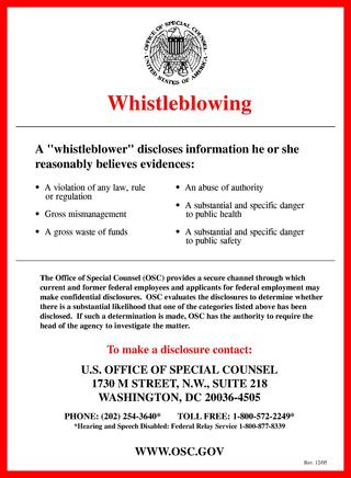 <span class="mw-page-title-main">Whistleblower protection in the United States</span>