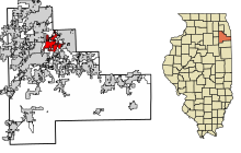 Obszary włączone i nieposiadające osobowości prawnej w hrabstwie Illinois Lockport Highlighted.svg