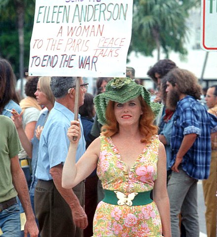 Woman protesting during the 1972 Republican National Convention.