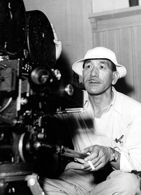 Ozu during a film shoot