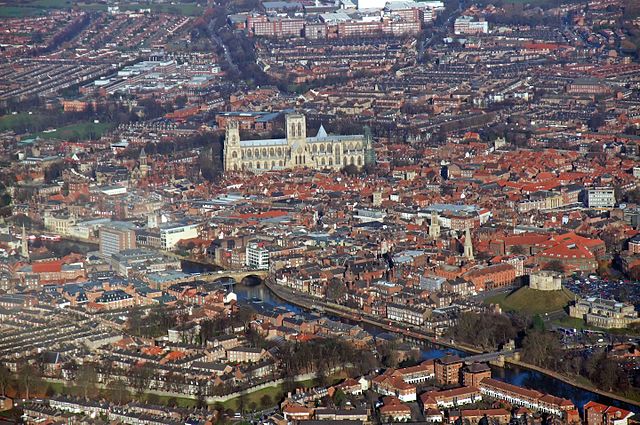 York city centre and its minster from above