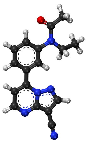 File:Zaleplon ball-and-stick model.png