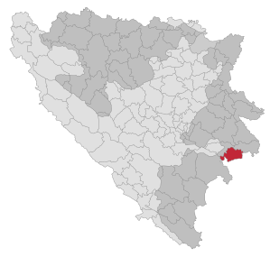 Lage der Gemeinde Čajniče in Bosnien und Herzegowina (anklickbare Karte)