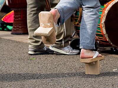 wearing wooden shoes