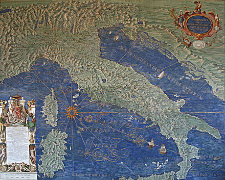 Map of Italy, Corsica and Sardinia – The Gallery of Maps – Vatican Museums.