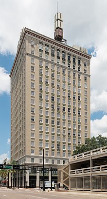 Completed in 1926, 11 East Forsyth is a Chicago school and Art Deco inspired building designed by the architecture firm, Pringle & Smith. Originally named the Lynch Building, it is located on Forsyth Street, near the intersection of Main Street, in the heart of Downtown Jacksonville. 11 East Forsyth, Jacksonville FL, Southwest view 20160706 1.jpg