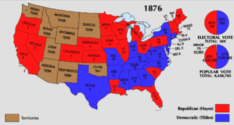 The final results of the presidential election of 1876 are shown above. 1876 Electoral Map.png