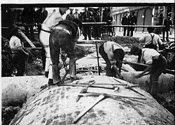 Workmen culverting Hackney Brook in Mare Street (c.1900) 1900 Culverting Hackney Brook.jpg