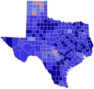 1958 United States Senate election in Texas results map by county.svg