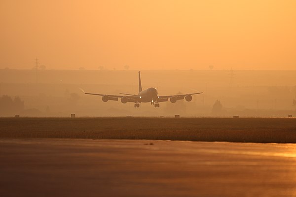 A KC-135 lands at Incirlik Air Base on 2 July 2016.