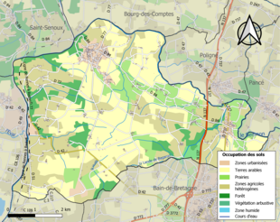 Kolorowa mapa przedstawiająca użytkowanie gruntów.