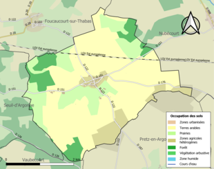 Barevná mapa znázorňující využití půdy.