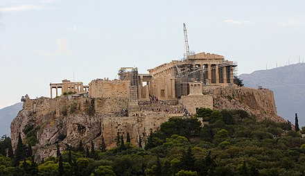 View east toward the Acropolis under construction during summer 2014.