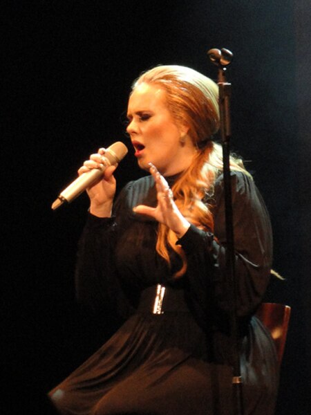 Adele performing "Someone like You" in 2011 during a concert in Seattle, Washington.