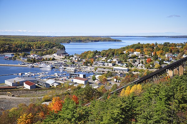 Aerial view of Parry Sound in the Fall