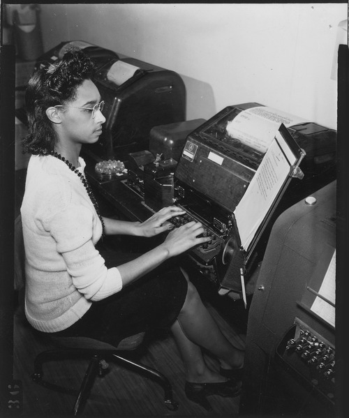 File:African-American woman teletype operator - NARA - 535825.tif