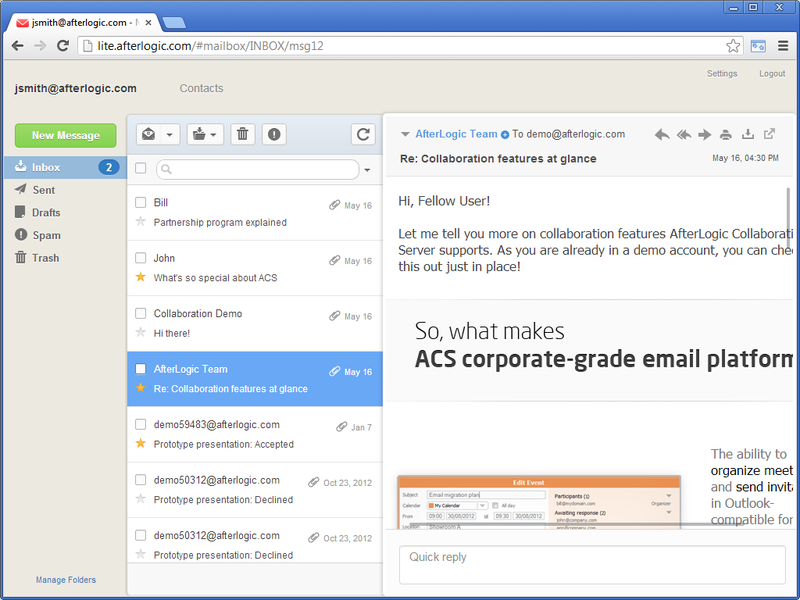 File:Afterlogic Webmail Lite Screenshot Messages List.png