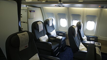 Les sièges de la classe affaires ("Nanoq class") dans l'Airbus A330-200 d'Air Greenland, le Norsaq.