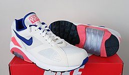 Air Max 180 in the original 1991 "Ultramarine" colorway. Visible air unit in the sole