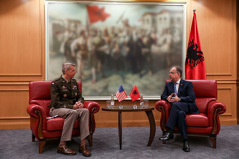 File:Albanian President Bajram Begaj hosts Army Gen. Daniel Hokanson, chief of the National Guard Bureau, for a meeting at the Office of the President in Tirana, Albania on June 8, 2023 - 2.jpg