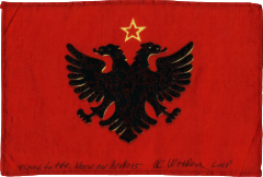 Albanian flag flown to the Moon (1971).svg