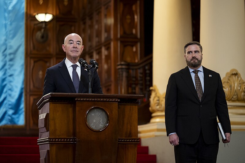 File:Alejandro Mayorkas of the Department of Homeland Security visits Guatemala City on March 20, 2024 - DHS Secretary Alejandro Mayorkas holds a Press Conference with the President of Guatemala (53603083721).jpg