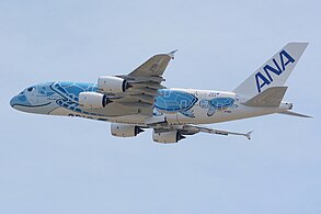 Airbus A380-800 in Flying Honu livery
