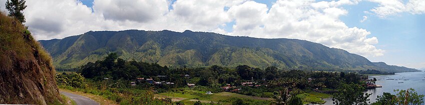 Panoramic view of the town of Ambarita on Samosir, Lake Toba