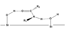 Amide on silica used as the model compound for Helmchen's Postulates. Amide on silica.png