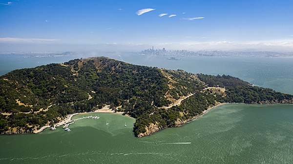 Aerial photograph of Angel Island.