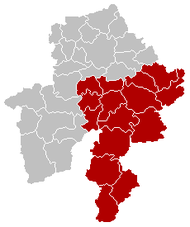 Pozicija arondismana na karti Provincije Namur