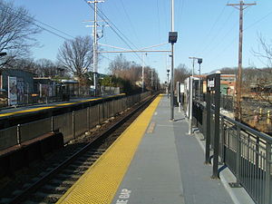 Avenel station, serving New Jersey Transit rail passengers commuting to and from Penn Station in Midtown Manhattan, New York City