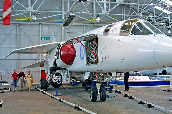 TSR-2 XR220 at RAF Museum Cosford, 2002, with open access panel revealing interior details
