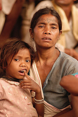 Baiga woman and child, India.