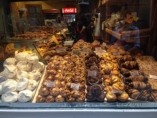 Pastry shop in the Gothic Quarter of Barcelona, Spain