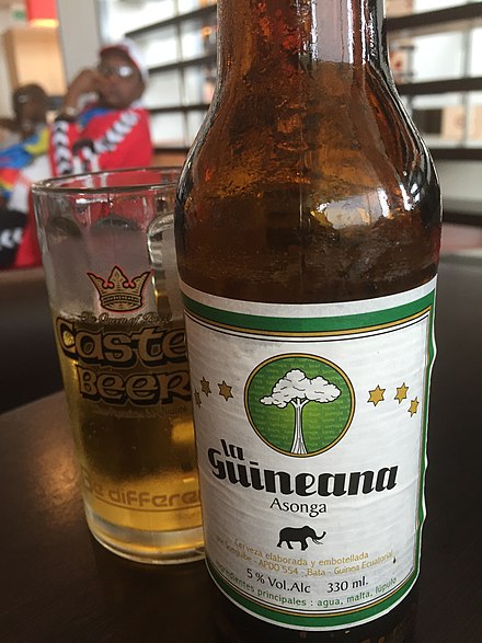 A bottle of Guineana in a bar in Bata