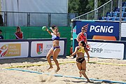 Deutsch: Beachhandball Europameisterschaften 2019 (Beach handball Euro); Tag 2: 3. Juli 2019 – Frauen, Vorrunde Gruppe C, Spanien-Griechenland 2:1 (12:20, 18:16; 8:2) English: Beach handball Euro; Day 2: 3 July 2019 – Women Preliminary Round Group C – Spain-Greece 2:1 (12:20, 18:16; 8:2)